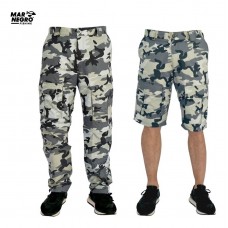 Calça Mar Negro Vira Bermuda Camuflada Cinza Uv 