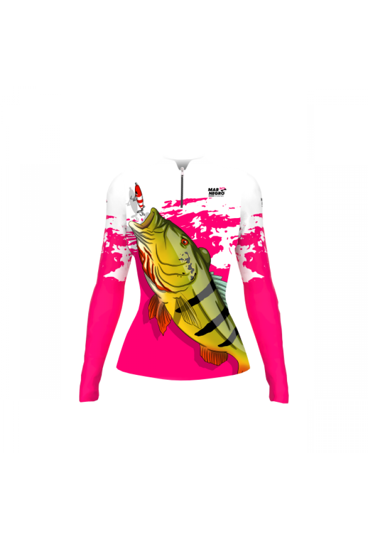 Camiseta Feminina Tucunaré Acu UV Mar Negro