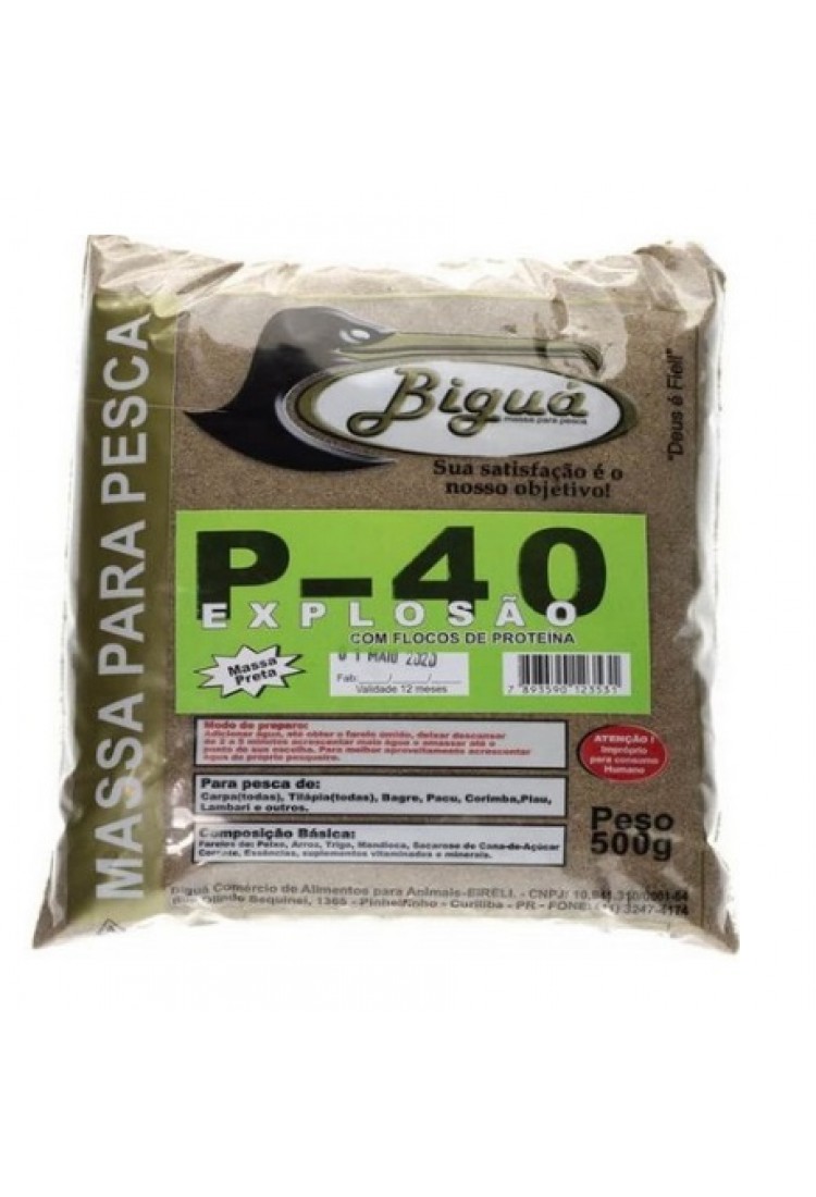 Massa para Pesqueiro Biguá P-40 500gr  Massa Preta